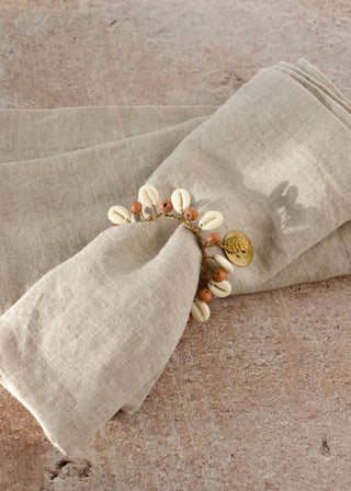NORDIC.CHRISTMAS - Orange wooden beads with shells napkin - ring