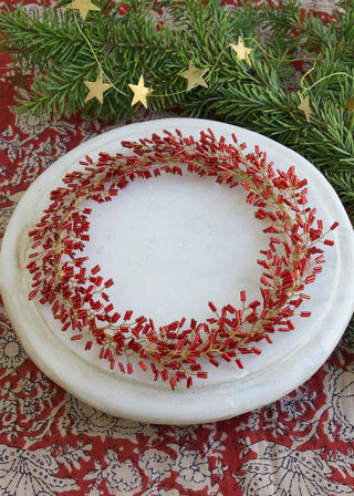 NORDIC.CHRISTMAS - Red glass beads Christmas wreath