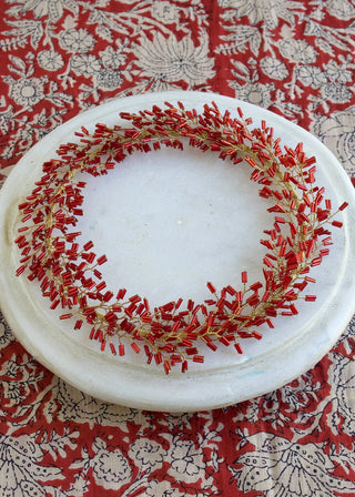 NORDIC.CHRISTMAS - Red glass beads Christmas wreath