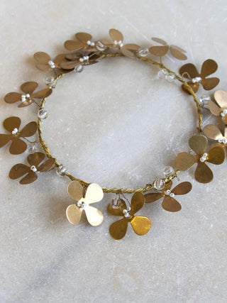 NORDIC.CHRISTMAS - Small brass clover wreath with beads