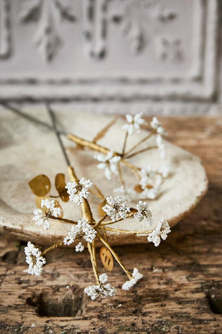 NORDIC.CHRISTMAS - White beads brass flower
