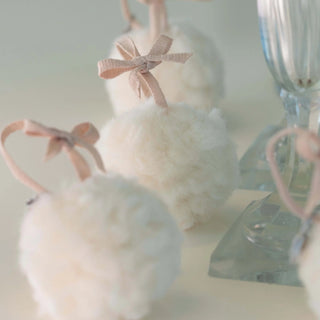 NORDIC.CHRISTMAS - Vintage handmade Italian Merino wool snowball ornaments - set of 5