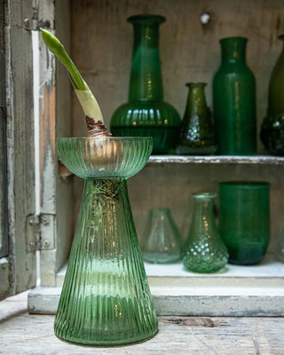 Small Green Hyacinth Glass Vase