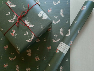 Set of 3 pieces Floral deep green wrapping paper