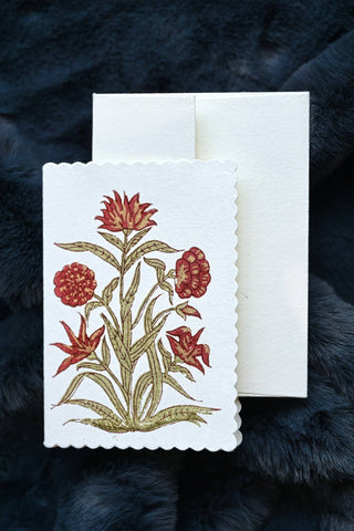 Kamal Scarlet - Block Printed Greeting Card