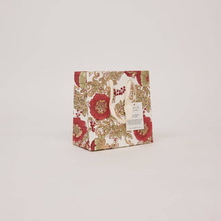 Small Block Printed Gift Bags - Winter Red