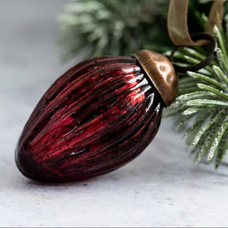 Small Red Wine Crackle Glass Pinecones - set of 6