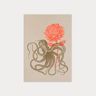 Postcard/octopus with flower/A6/vegan/eco-paper