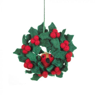 NORDIC.CHRISTMAS - Felt holly mini wreath with robins