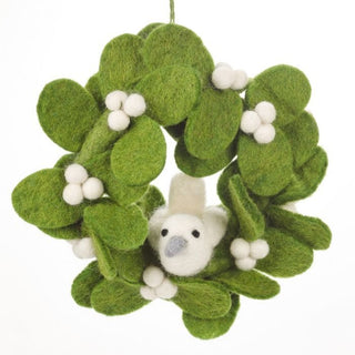 NORDIC.CHRISTMAS - Felt mistletoe mini wreath with doves
