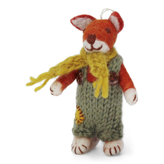 NORDIC.CHRISTMAS - Felt small boy fox with green pants and ochre scarf