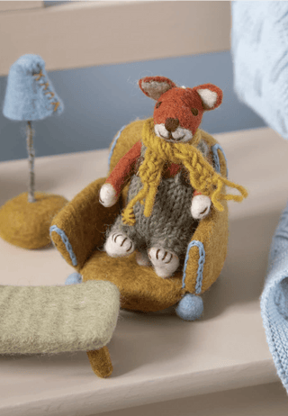 NORDIC.CHRISTMAS - Felt small boy fox with green pants and ochre scarf