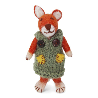 NORDIC.CHRISTMAS - Felt small girly fox with green dress