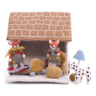 NORDIC.CHRISTMAS - Felt small girly fox with green dress