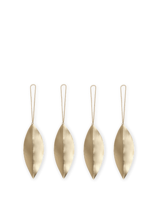 NORDIC.CHRISTMAS - Leaf Brass Ornaments - Set of 4