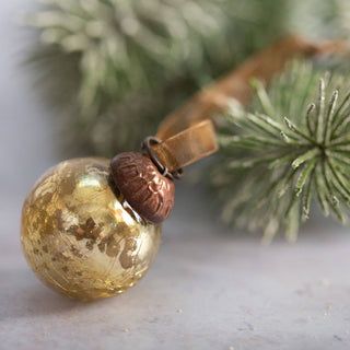 Small Gold Crackle Glass Baubles - set of 6