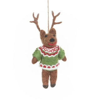 Handmade Felt Retro Reindeer Hanging Christmas ornament