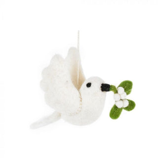 Handmade Felt Mistletoe Dove Hanging Christmas ornament