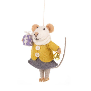 Mouse with present ornament