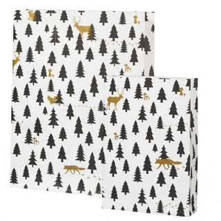 NORDIC.CHRISTMAS - Gold & black gift wrapping bags with trees, set of 2