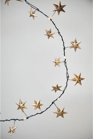 NORDIC.CHRISTMAS - Gold star lighted garland
