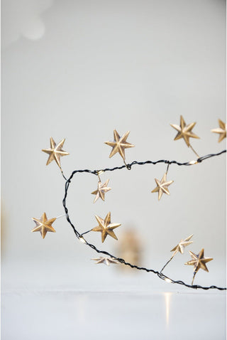 NORDIC.CHRISTMAS - Gold star lighted garland