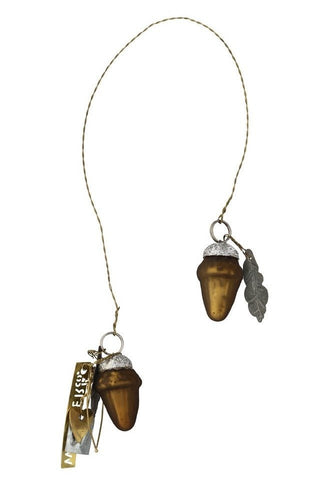 NORDIC.CHRISTMAS - Golden acorns with leaf ornament