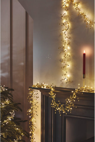 NORDIC.CHRISTMAS - Golden bells metal lighted garland