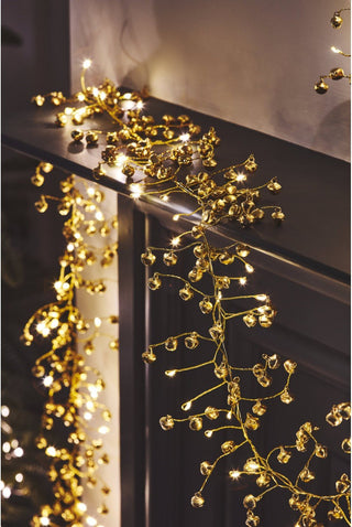 NORDIC.CHRISTMAS - Golden bells metal lighted garland