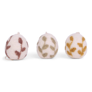 NORDIC.CHRISTMAS - Felt eggs with leave ornaments - set of 3