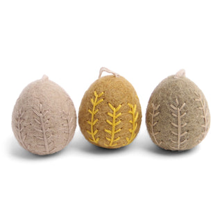 NORDIC.CHRISTMAS - Felt eggs with with embroidered garland ornaments in clay colors - set of 3