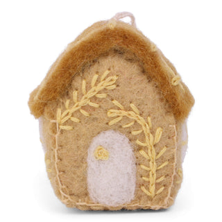 NORDIC.CHRISTMAS - Felt ochre Spring house embroidered ornament