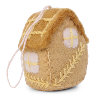 NORDIC.CHRISTMAS - Felt ochre Spring house embroidered ornament