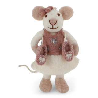 NORDIC.CHRISTMAS - Felt white mouse ballerina ornament