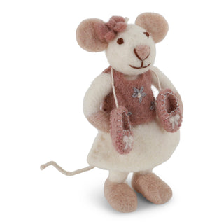 NORDIC.CHRISTMAS - Felt white mouse ballerina ornament