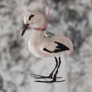 Vintage Christmas stork handmade in cotton and paper
