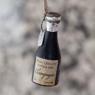 Vintage wooden Champagne bottle with label