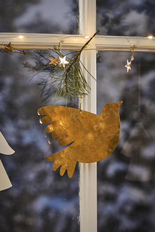 NORDIC.CHRISTMAS - Brass bird with wide wing ornament