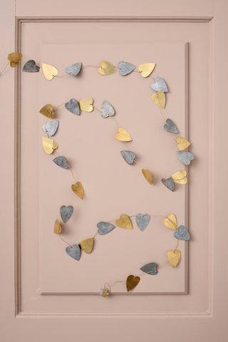 NORDIC.CHRISTMAS - Brass & zinc heart garland