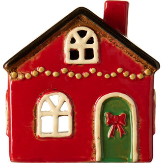 NORDIC.CHRISTMAS - Ceramic house with red bow on door