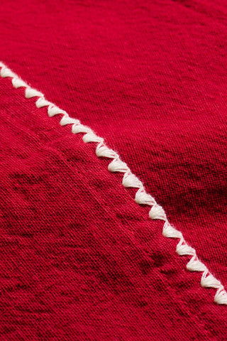 NORDIC.CHRISTMAS - Christmas table cloth Dagmar - red w/white border stitching