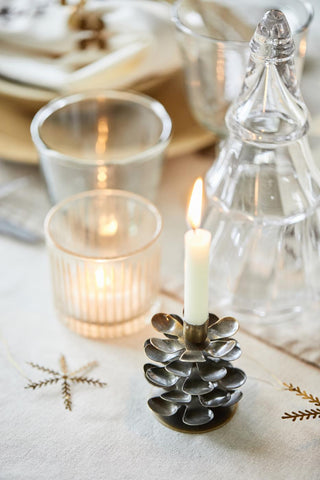 NORDIC.CHRISTMAS - Metal pinecone candle holder for 1.3 cm candles - small