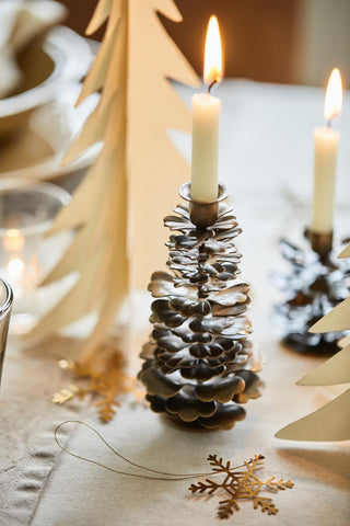 NORDIC.CHRISTMAS - Metal pinecone candle holder for 1.3 cm candles - tall