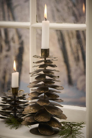 NORDIC.CHRISTMAS - Metal pinecone candle holder for 2.2 cm candles - tall