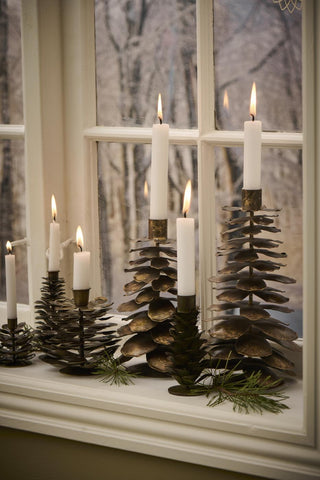 NORDIC.CHRISTMAS - Metal pinecone candle holder for 2.2 cm candles - tall