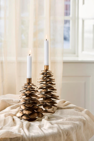 NORDIC.CHRISTMAS - Metal pinecone candle holder for 2.2 cm candles - tall