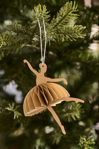 NORDIC.CHRISTMAS - Paper cut ballerina in dance position ornament - white or natural