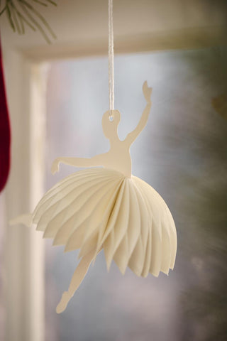 NORDIC.CHRISTMAS - Paper cut ballerina in dance position ornament - white or natural