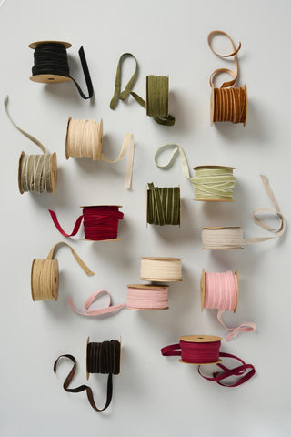 NORDIC.CHRISTMAS - Velvet ribbon - moss green - 10 m
