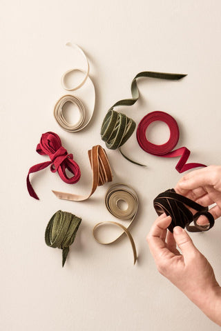 NORDIC.CHRISTMAS - Velvet ribbon - moss green - 10 m